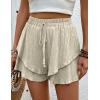 imageIDEALSANXUN Flowy Shorts for Women Spring Summer Ruffle Tiered Skorts Elastic High Waisted Casual Golf Tennis Mini SkirtBeige