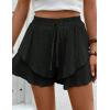 imageIDEALSANXUN Flowy Shorts for Women Spring Summer Ruffle Tiered Skorts Elastic High Waisted Casual Golf Tennis Mini SkirtBlack