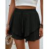 imageIDEALSANXUN Flowy Shorts for Women Spring Summer Ruffle Tiered Skorts Elastic High Waisted Casual Golf Tennis Mini SkirtBlack