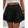 imageIDEALSANXUN Flowy Shorts for Women Spring Summer Ruffle Tiered Skorts Elastic High Waisted Casual Golf Tennis Mini SkirtBlack