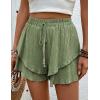 imageIDEALSANXUN Flowy Shorts for Women Spring Summer Ruffle Tiered Skorts Elastic High Waisted Casual Golf Tennis Mini SkirtGreen