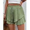 imageIDEALSANXUN Flowy Shorts for Women Spring Summer Ruffle Tiered Skorts Elastic High Waisted Casual Golf Tennis Mini SkirtGreen