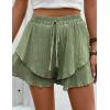 imageIDEALSANXUN Flowy Shorts for Women Spring Summer Ruffle Tiered Skorts Elastic High Waisted Casual Golf Tennis Mini SkirtGreen