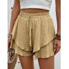 imageIDEALSANXUN Flowy Shorts for Women Spring Summer Ruffle Tiered Skorts Elastic High Waisted Casual Golf Tennis Mini SkirtKhaki