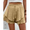 imageIDEALSANXUN Flowy Shorts for Women Spring Summer Ruffle Tiered Skorts Elastic High Waisted Casual Golf Tennis Mini SkirtKhaki