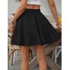 imageIDEALSANXUN Flowy Shorts for Women Spring Summer Tiered Skorts A Line Elastic High Waisted Pleated Trendy Ruffle Mini SkirtBlack