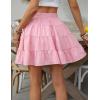 imageIDEALSANXUN Flowy Shorts for Women Spring Summer Tiered Skorts A Line Elastic High Waisted Pleated Trendy Ruffle Mini SkirtPink