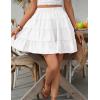 imageIDEALSANXUN Flowy Shorts for Women Spring Summer Tiered Skorts A Line Elastic High Waisted Pleated Trendy Ruffle Mini SkirtWhite