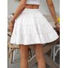 imageIDEALSANXUN Flowy Shorts for Women Spring Summer Tiered Skorts A Line Elastic High Waisted Pleated Trendy Ruffle Mini SkirtWhite