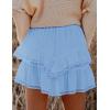 imageIDEALSANXUN Flowy Shorts for Women Spring Summer Tiered Skorts Elastic High Waist Ruffle Golf Tennis Beach Mini SkirtBlue