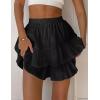 imageIDEALSANXUN Flowy Shorts for Women Spring Summer Tiered Skorts Elastic High Waisted A Line Beach Ruffle Mini SkirtBlack