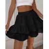 imageIDEALSANXUN Flowy Shorts for Women Spring Summer Tiered Skorts Elastic High Waisted A Line Beach Ruffle Mini SkirtBlack