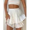 imageIDEALSANXUN Flowy Shorts for Women Spring Summer Tiered Skorts Elastic High Waisted A Line Beach Ruffle Mini SkirtWhite