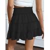 imageIDEALSANXUN Flowy Shorts for Women Spring Summer Tiered Skorts Elastic High Waisted A Line Pleated Cute Ruffle Mini SkirtBlack