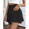 imageIDEALSANXUN Flowy Shorts for Women Spring Summer Tiered Skorts Elastic High Waisted A Line Pleated Cute Ruffle Mini SkirtBlack