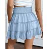 imageIDEALSANXUN Flowy Shorts for Women Spring Summer Tiered Skorts Elastic High Waisted A Line Pleated Cute Ruffle Mini SkirtLight Blue