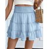 imageIDEALSANXUN Flowy Shorts for Women Spring Summer Tiered Skorts Elastic High Waisted A Line Pleated Cute Ruffle Mini SkirtLight Blue
