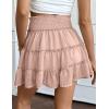 imageIDEALSANXUN Flowy Shorts for Women Spring Summer Tiered Skorts Elastic High Waisted A Line Pleated Cute Ruffle Mini SkirtPink