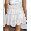 imageIDEALSANXUN Flowy Shorts for Women Spring Summer Tiered Skorts Elastic High Waisted A Line Pleated Cute Ruffle Mini SkirtWhite