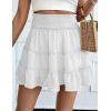 imageIDEALSANXUN Flowy Shorts for Women Spring Summer Tiered Skorts Elastic High Waisted A Line Pleated Cute Ruffle Mini SkirtWhite