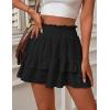 imageIDEALSANXUN Flowy Shorts for Women Spring Summer Tiered Skorts Elastic High Waisted A Line Pleated Ruffle Mini SkirtBlack