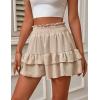 imageIDEALSANXUN Flowy Shorts for Women Spring Summer Tiered Skorts Elastic High Waisted A Line Pleated Ruffle Mini SkirtKhaki