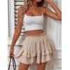 imageIDEALSANXUN Flowy Shorts for Women Spring Summer Tiered Skorts Elastic High Waisted A Line Pleated Ruffle Mini SkirtKhaki