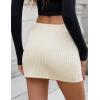 imageIDEALSANXUN Knit Sweater Skirt Women Spring Summer Casual Bodycon Drop Waist Short Mini SkirtsBeige