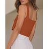 imageIDEALSANXUN Linen Crop Tank Tops for Women Summer Sleeveless Casual Cute Square Neck Tank TopsBrick