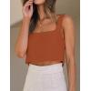 imageIDEALSANXUN Linen Crop Tank Tops for Women Summer Sleeveless Casual Cute Square Neck Tank TopsBrick