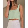 imageIDEALSANXUN Linen Crop Tank Tops for Women Summer Sleeveless Casual Cute Square Neck Tank TopsLight Green