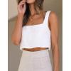 imageIDEALSANXUN Linen Crop Tank Tops for Women Summer Sleeveless Casual Cute Square Neck Tank TopsWhite