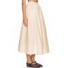 imageIDEALSANXUN Linen Skirts for Women Spring Summer Casual Trendy Flowy Elastic High Waisted Midi Skirt with PocketsBeige