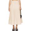 imageIDEALSANXUN Linen Skirts for Women Spring Summer Casual Trendy Flowy Elastic High Waisted Midi Skirt with PocketsBeige