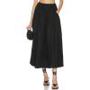 imageIDEALSANXUN Linen Skirts for Women Spring Summer Casual Trendy Flowy Elastic High Waisted Midi Skirt with PocketsBlack