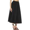 imageIDEALSANXUN Linen Skirts for Women Spring Summer Casual Trendy Flowy Elastic High Waisted Midi Skirt with PocketsBlack