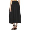 imageIDEALSANXUN Linen Skirts for Women Spring Summer Casual Trendy Flowy Elastic High Waisted Midi Skirt with PocketsBlack