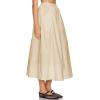 imageIDEALSANXUN Linen Skirts for Women Spring Summer Casual Trendy Flowy Elastic High Waisted Midi Skirt with PocketsKhaki