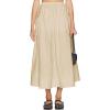 imageIDEALSANXUN Linen Skirts for Women Spring Summer Casual Trendy Flowy Elastic High Waisted Midi Skirt with PocketsKhaki
