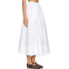 imageIDEALSANXUN Linen Skirts for Women Spring Summer Casual Trendy Flowy Elastic High Waisted Midi Skirt with PocketsWhite