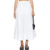 imageIDEALSANXUN Linen Skirts for Women Spring Summer Casual Trendy Flowy Elastic High Waisted Midi Skirt with PocketsWhite