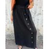 imageIDEALSANXUN Linen Skirts for Women Spring Summer Casual Trendy Flowy Lightweight Elastic Waist Long Maxi Skirt with BeltBlack