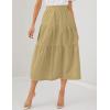 imageIDEALSANXUN Linen Skirts for Women Spring Summer Outfits A Line Elastic High Waisted Casual Lightweight Tiered Midi SkirtKhaki