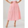 imageIDEALSANXUN Linen Skirts for Women Spring Summer Outfits A Line Elastic High Waisted Casual Lightweight Tiered Midi SkirtPink