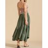 imageIDEALSANXUN Ruffle Long Flowy Skirts for Women Summer A Line Elastic High Waisted Casual Beach Maxi Skirts with PocketsArmy