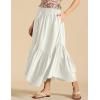 imageIDEALSANXUN Ruffle Long Flowy Skirts for Women Summer A Line Elastic High Waisted Casual Beach Maxi Skirts with PocketsBeige
