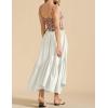 imageIDEALSANXUN Ruffle Long Flowy Skirts for Women Summer A Line Elastic High Waisted Casual Beach Maxi Skirts with PocketsBeige