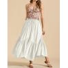 imageIDEALSANXUN Ruffle Long Flowy Skirts for Women Summer A Line Elastic High Waisted Casual Beach Maxi Skirts with PocketsBeige