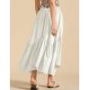 imageIDEALSANXUN Ruffle Long Flowy Skirts for Women Summer A Line Elastic High Waisted Casual Beach Maxi Skirts with PocketsBeige