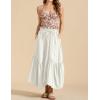 imageIDEALSANXUN Ruffle Long Flowy Skirts for Women Summer A Line Elastic High Waisted Casual Beach Maxi Skirts with PocketsBeige